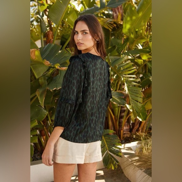 Caballero Pipa Top in Olive Animal Dot size XS - Picture 3 of 14